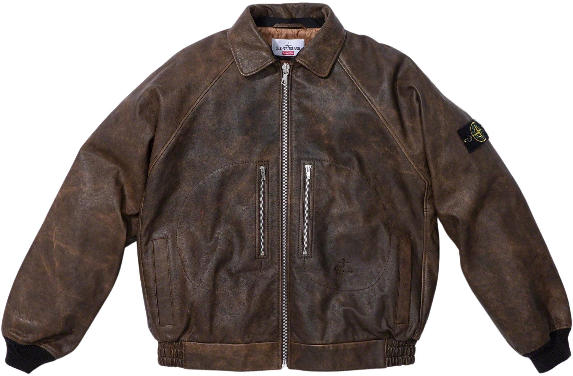 Supreme®/Stone Island® Leather Bomber Jacket view 14